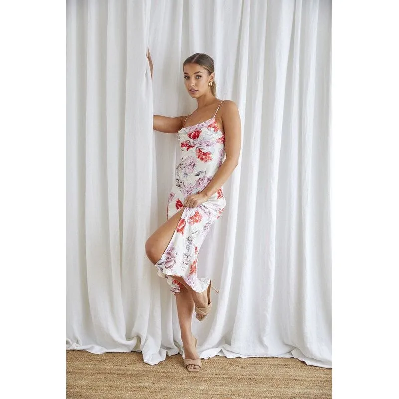 ONE & ONLY COLLECTIVE Floral Midi Cowl Neck Slip Dress