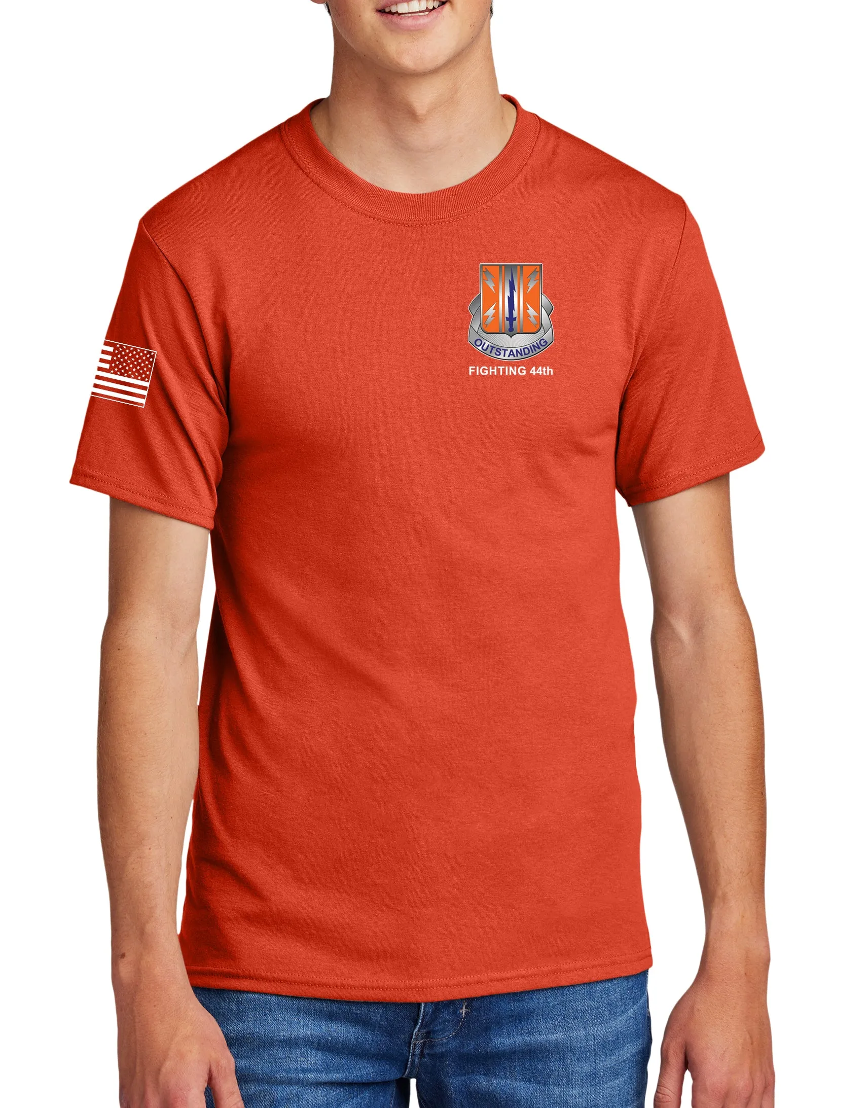 Orange 50-50 Blend Unisex PT Short Sleeve Shirt. Approved for PT