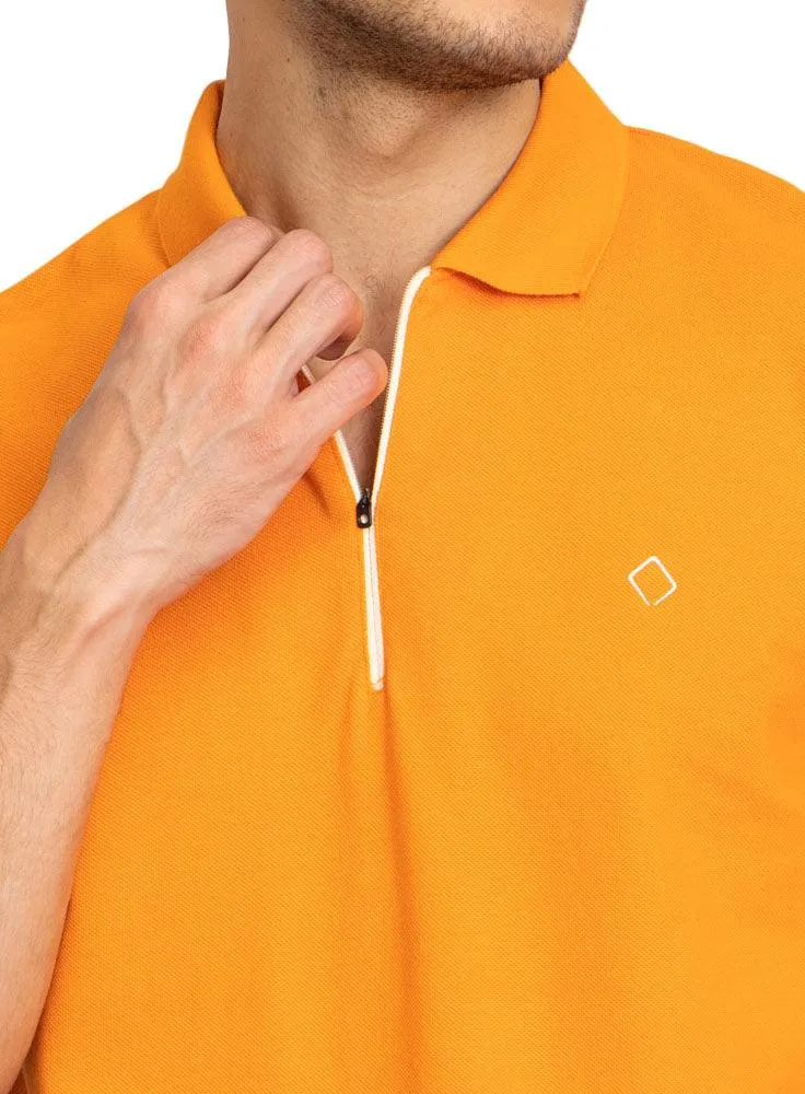 Orange Peel Zipper Polo