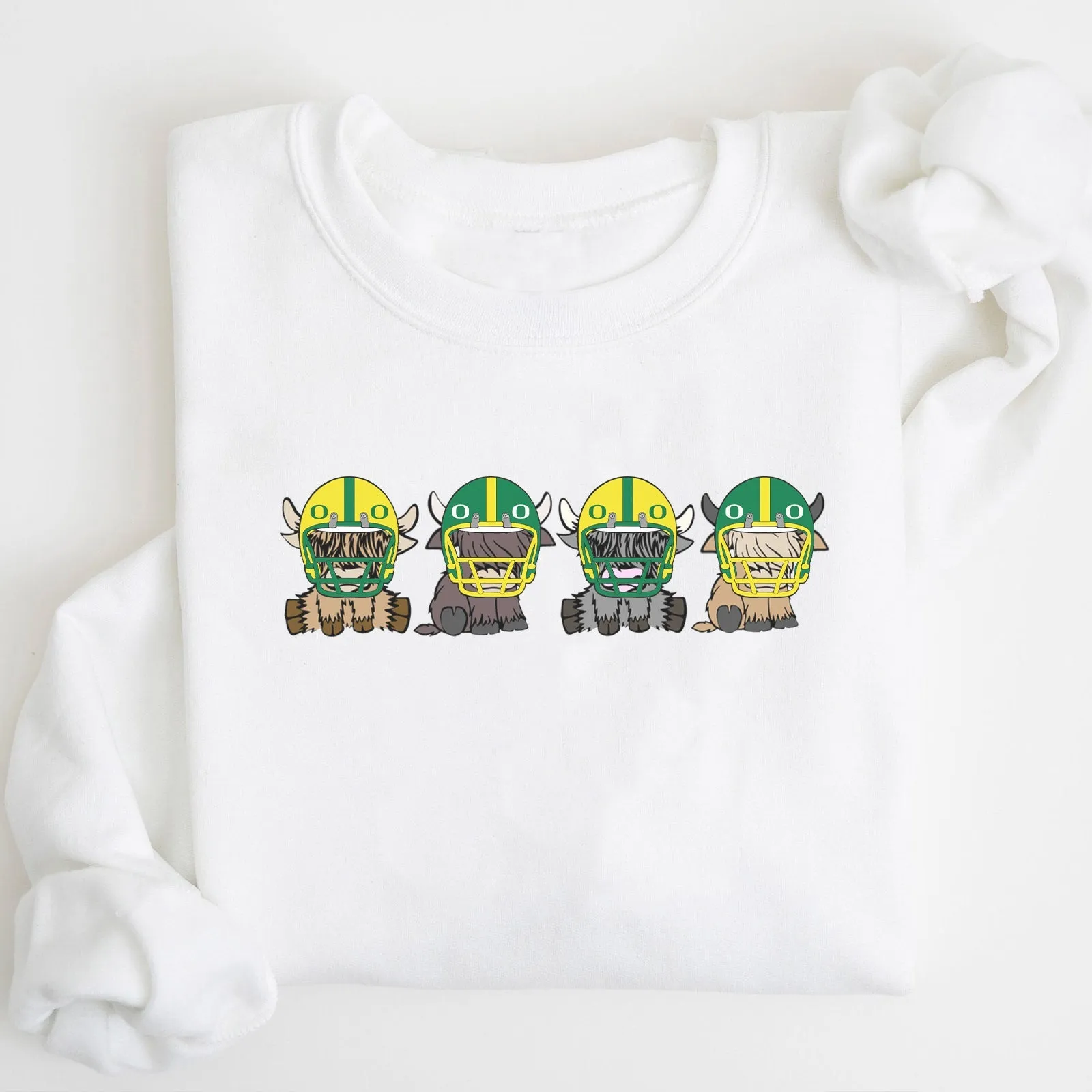 Oregon Ducks Football Highland Cow Football Team Football Lovers Gift Unisex Crewneck Hoodie Sweatshirt