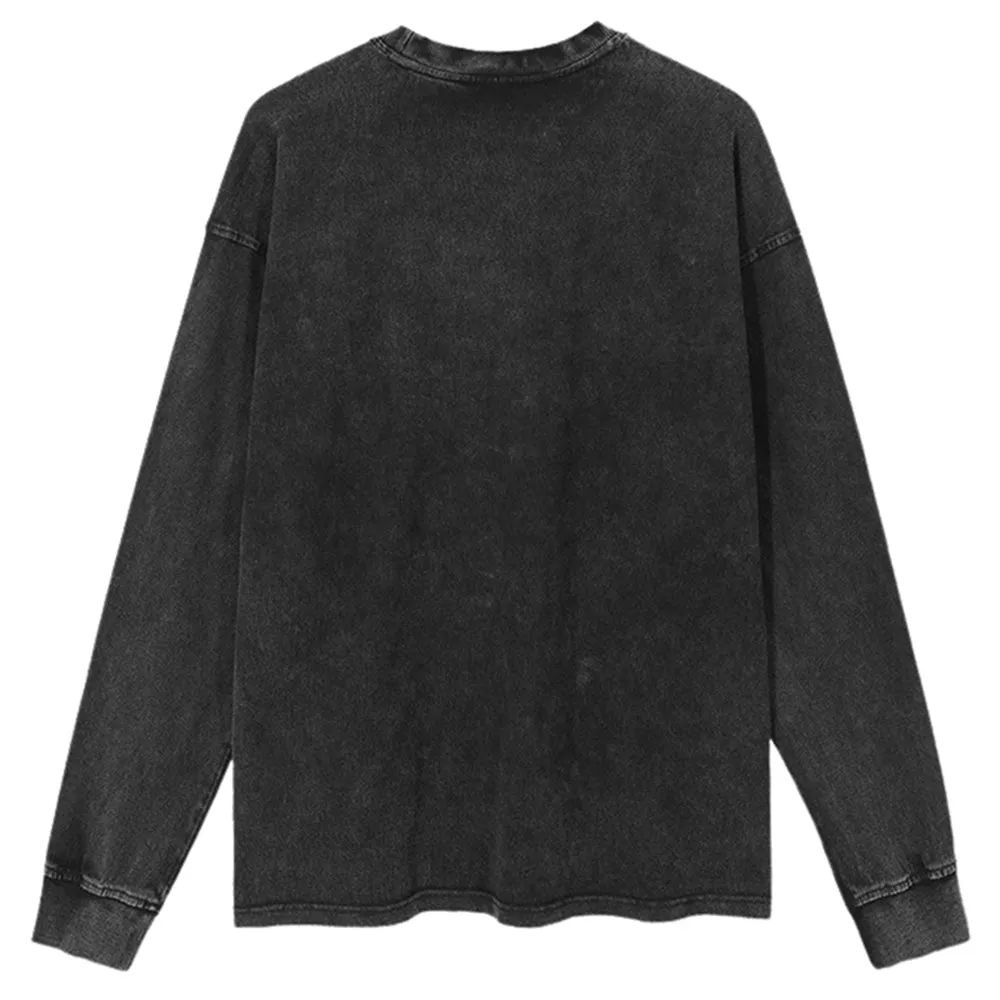 Oversized Vintage Washed Gothic Death Style Graphic Sweatshirt