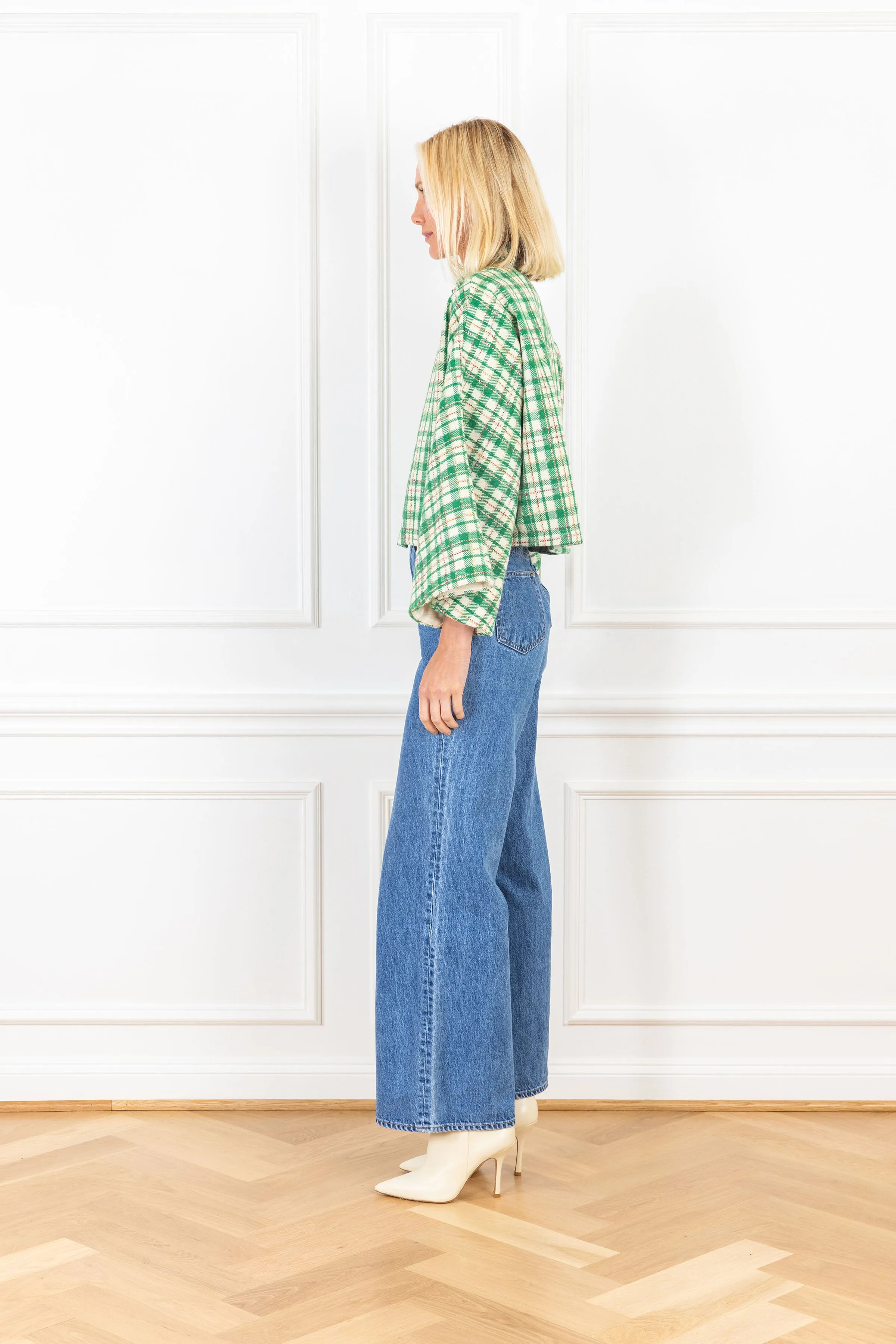 Parakeet Shimmer Tweed Cropped Jacket