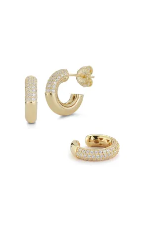 Pavé Hoop & Ear Cuff Set
