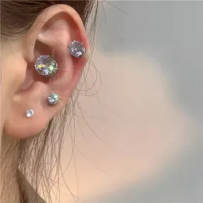 Pcs Medical Stainless Steel Crystal Zircon Ear Studs Piercing 1 Earring