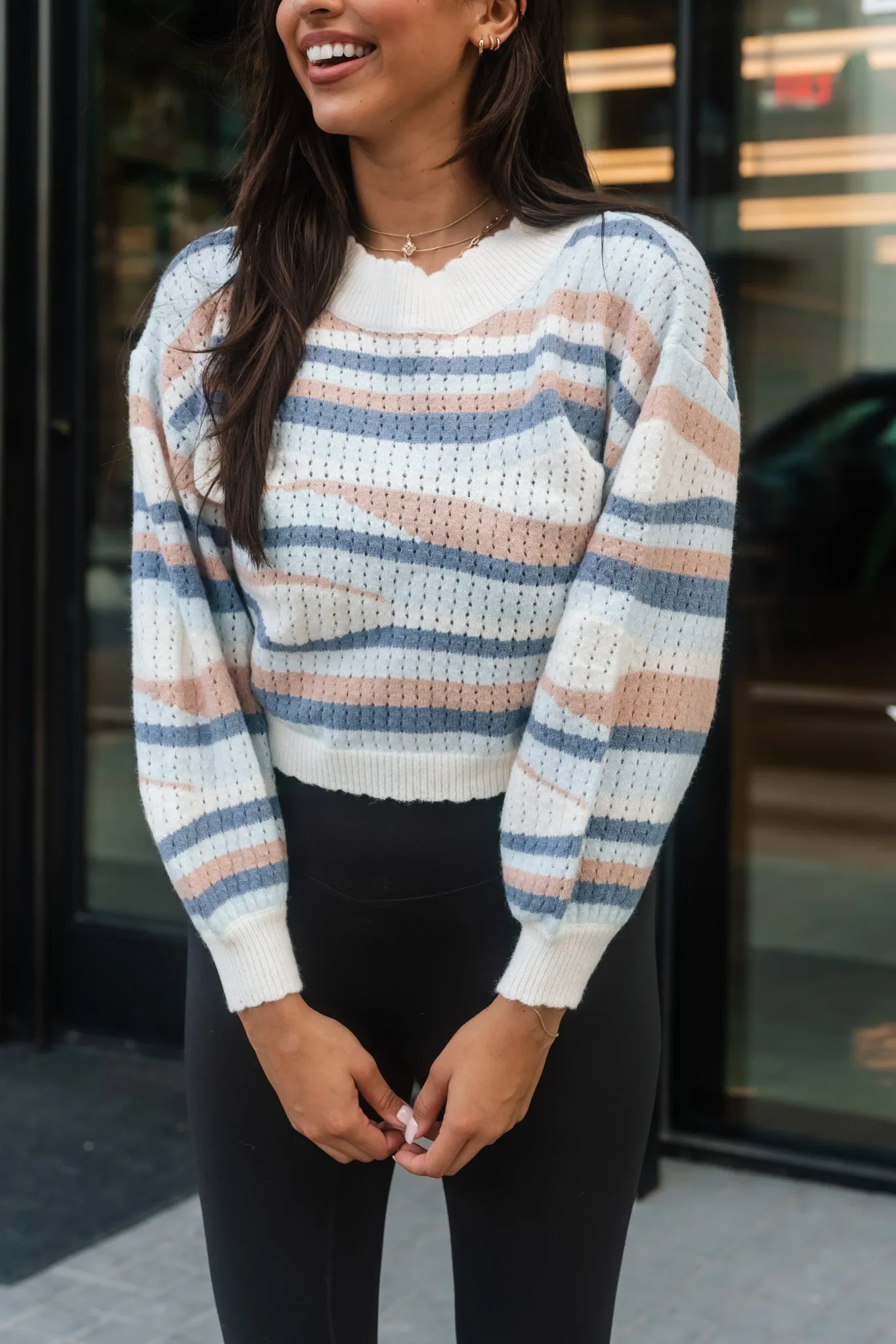 Peachy Keen Striped Sweater