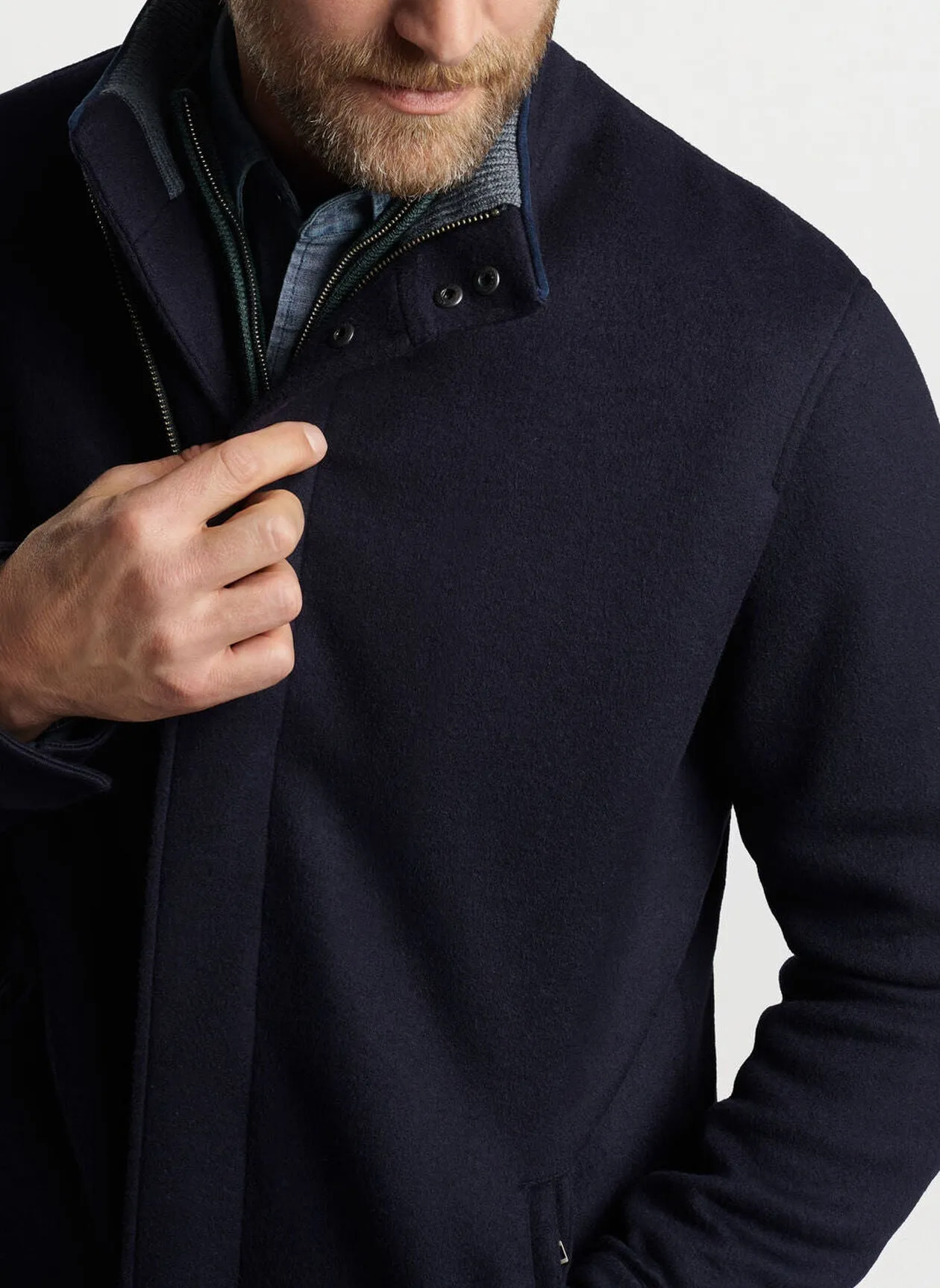 Peter Millar Crown Flex Fleece City Coat - Navy