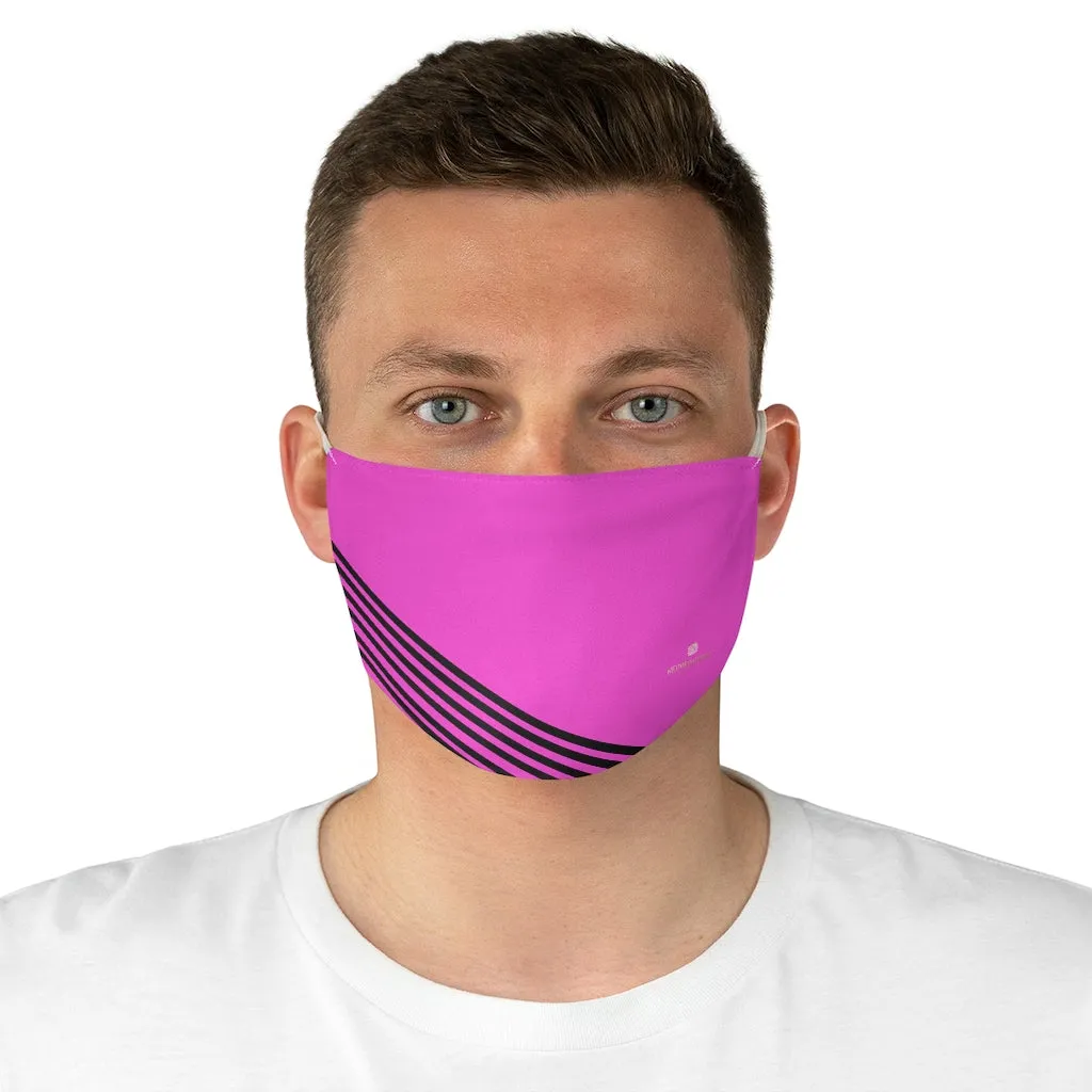 Pink Black Striped Face Mask, Modern Adult's Designer Modern Fabric Face Mask-Made in USA