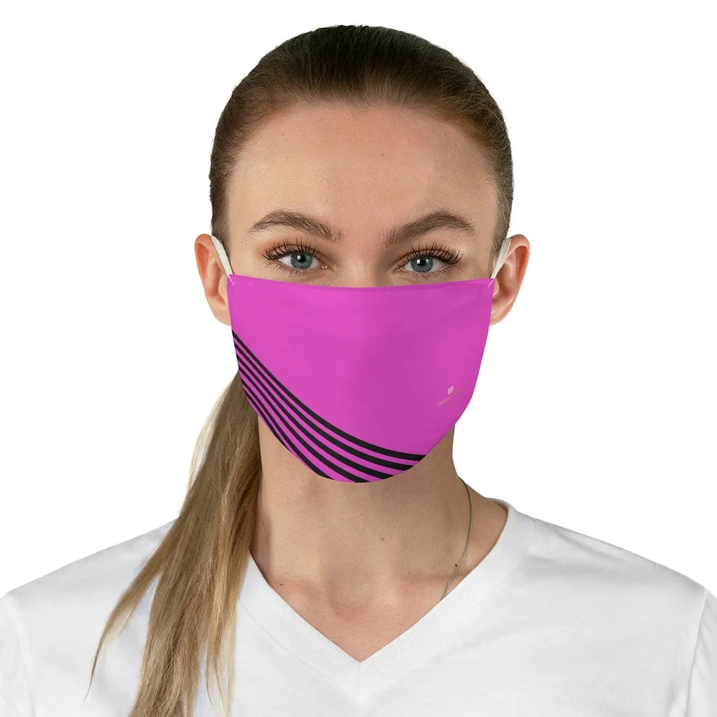 Pink Black Striped Face Mask, Modern Adult's Designer Modern Fabric Face Mask-Made in USA