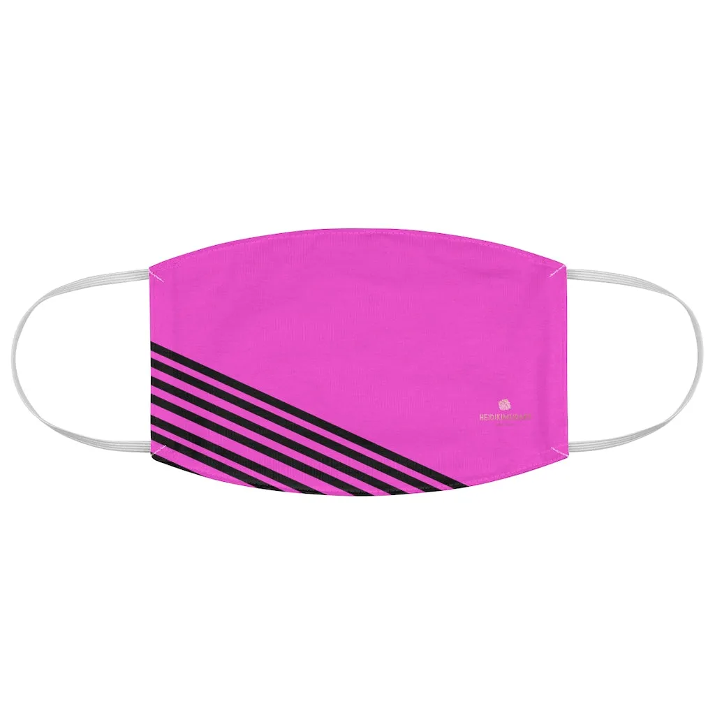 Pink Black Striped Face Mask, Modern Adult's Designer Modern Fabric Face Mask-Made in USA