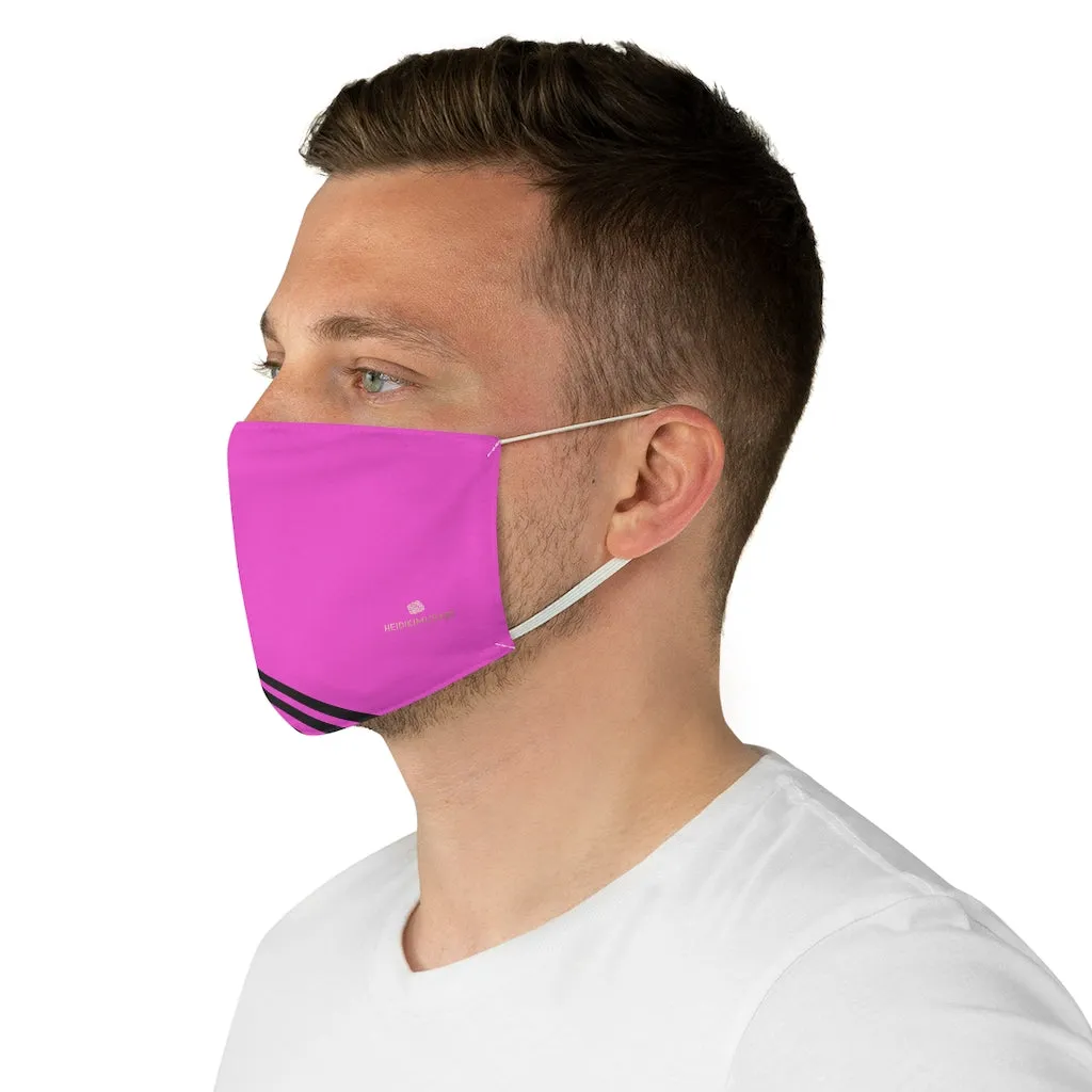 Pink Black Striped Face Mask, Modern Adult's Designer Modern Fabric Face Mask-Made in USA