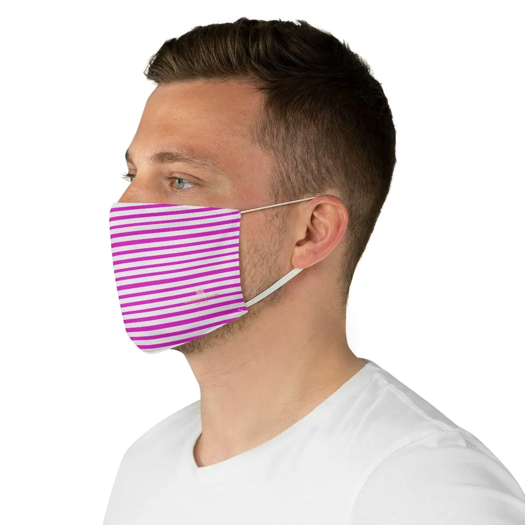 Pink Horizontally Striped Face Mask, Best Designer Modern Fabric Face Mask-Made in USA