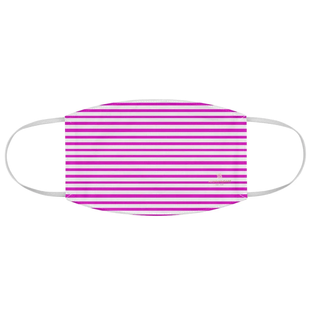 Pink Horizontally Striped Face Mask, Best Designer Modern Fabric Face Mask-Made in USA