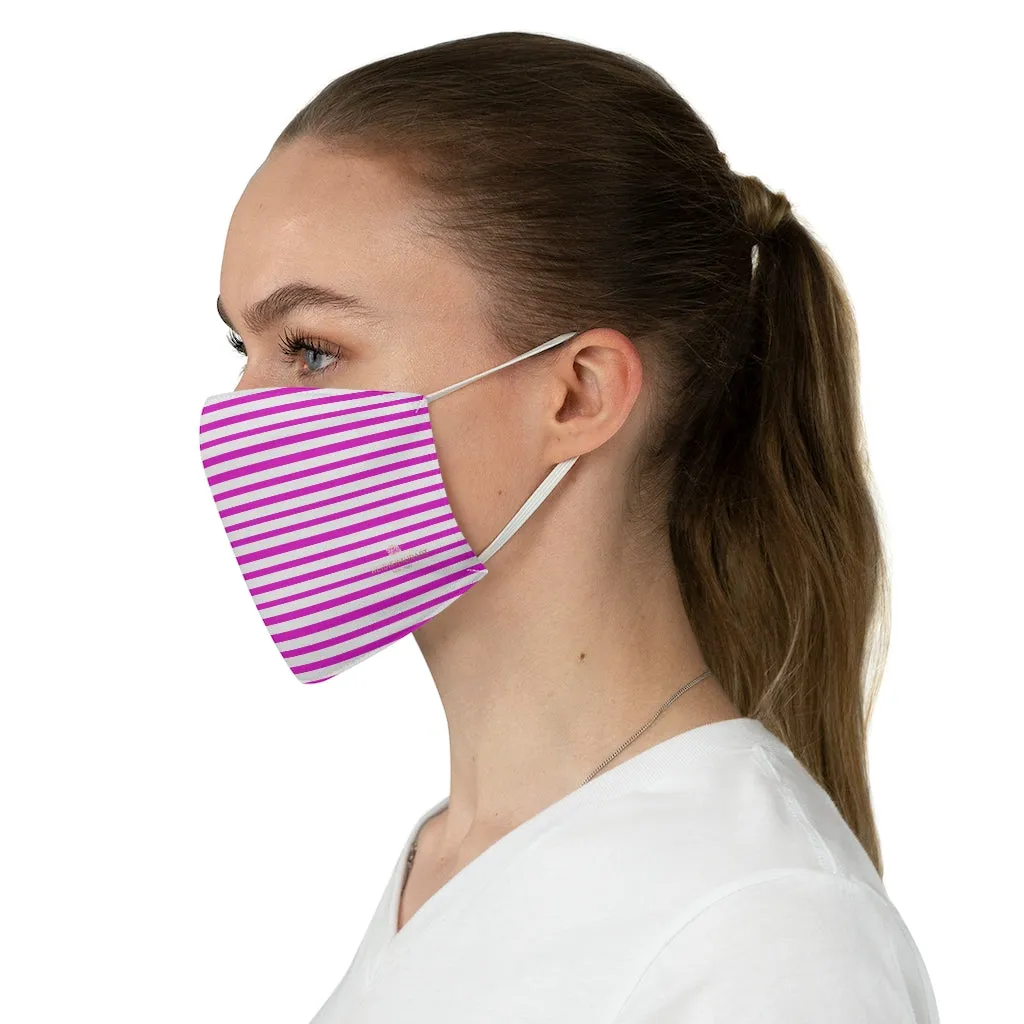 Pink Horizontally Striped Face Mask, Best Designer Modern Fabric Face Mask-Made in USA