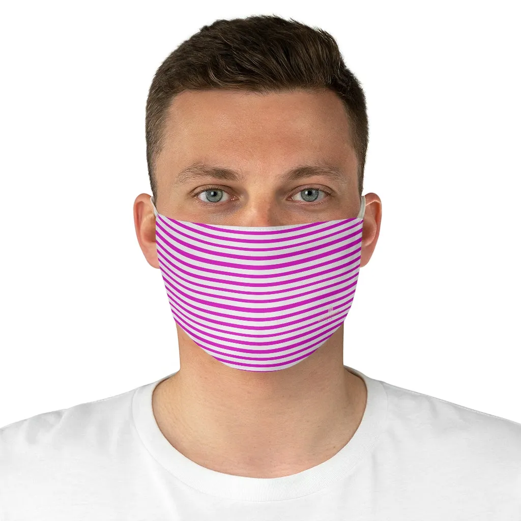 Pink Horizontally Striped Face Mask, Best Designer Modern Fabric Face Mask-Made in USA