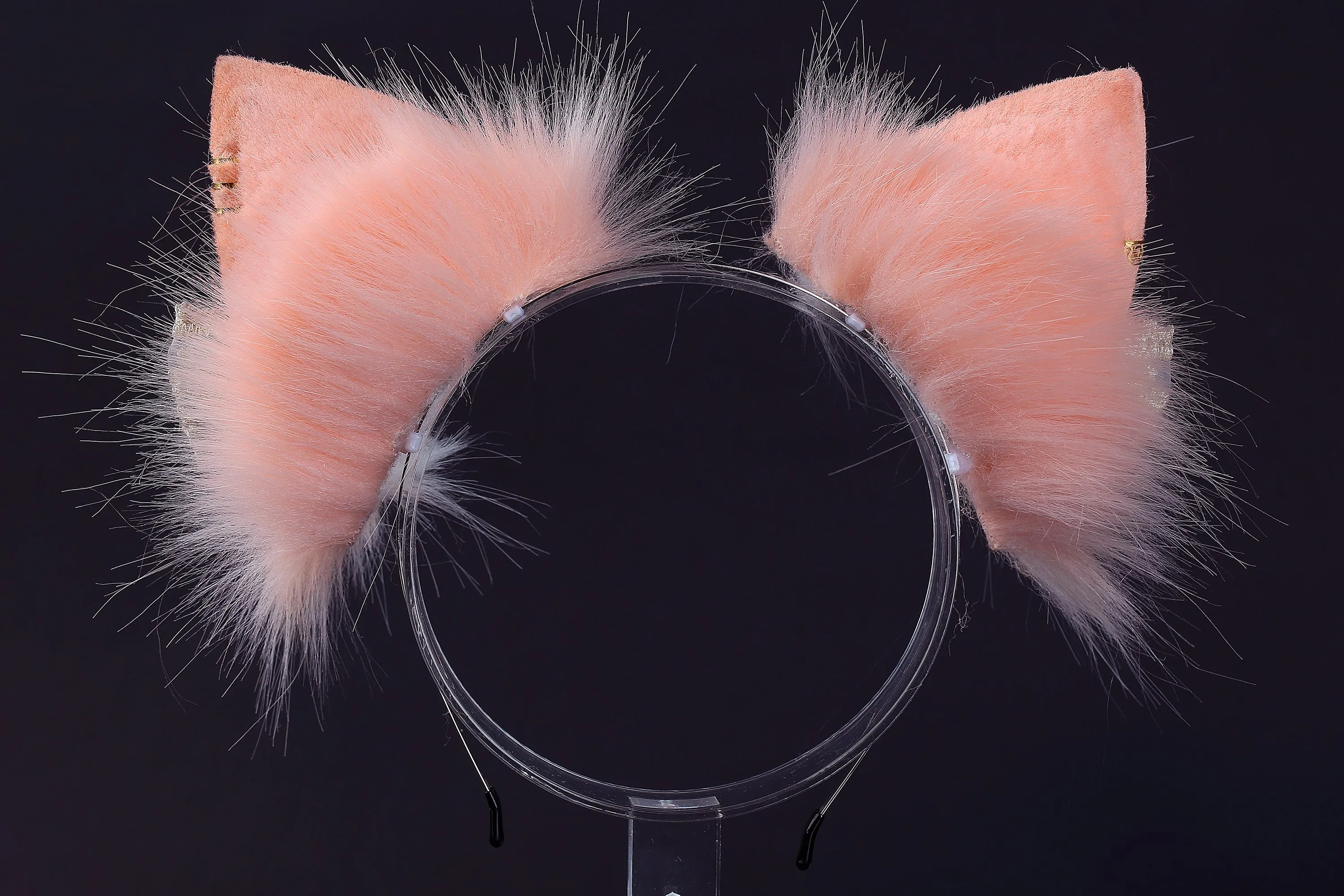 Pink white faux fur fox tail plug and ear wolf tail buttplug and ear kitten ear and tail plug set curved tail and ear plug cosplay -mature