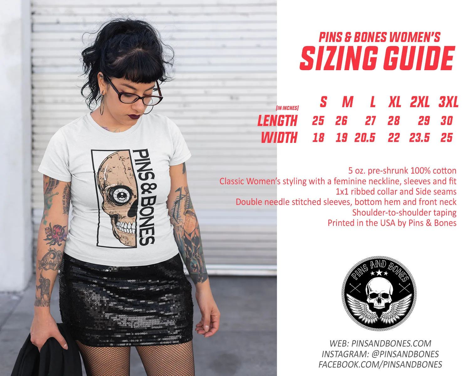 Pins & Bones Creep it Real, Goth Punk, Black Womens Dark Apparel, Alternative Fashion T Shirt