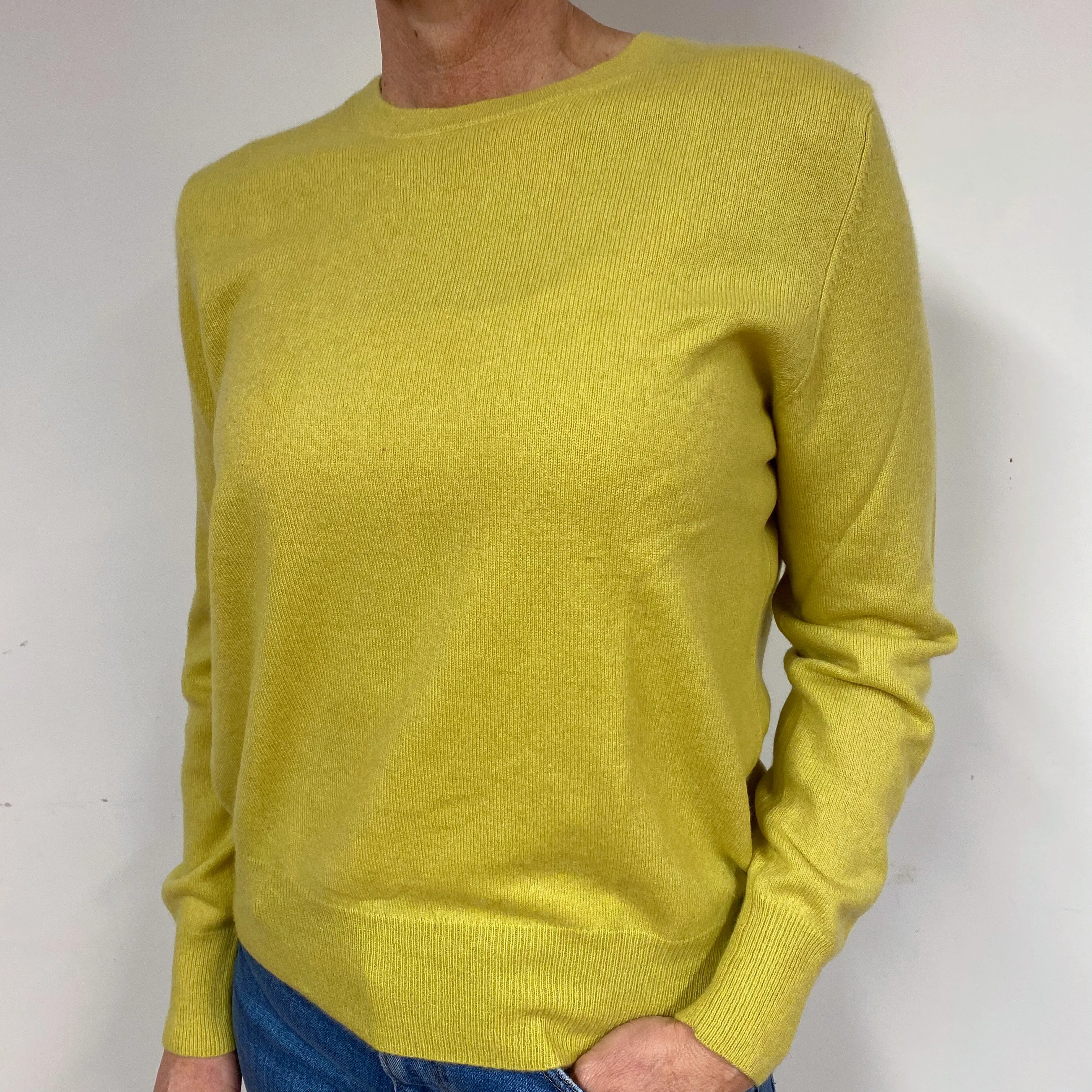 Pistachio Green Cashmere Crew Neck Jumper Medium