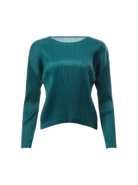 Pleats Mandarin Collar Button Down Blue Green Shirt