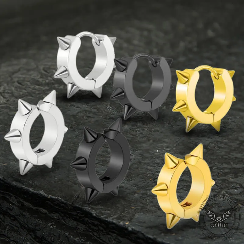 Punk Style Stainless Steel Spike Huggie Earrings
