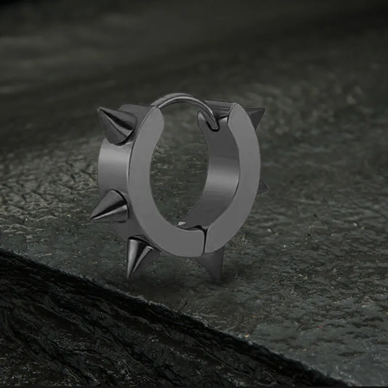 Punk Style Stainless Steel Spike Huggie Earrings