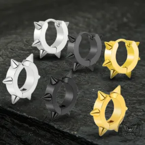 Punk Style Stainless Steel Spike Huggie Earrings