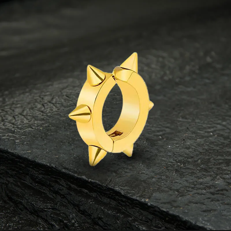 Punk Style Stainless Steel Spike Huggie Earrings