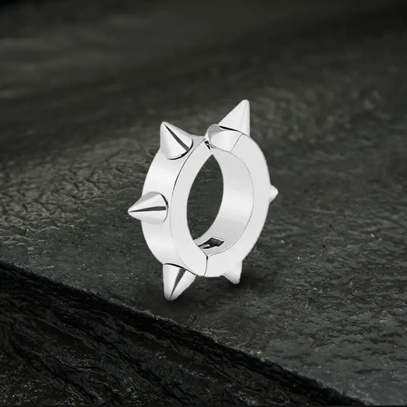Punk Style Stainless Steel Spike Huggie Earrings