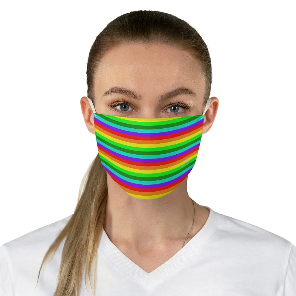 Rainbow Horizontal Striped Face Mask, Colorful Adult Modern Fabric Face Mask-Made in USA
