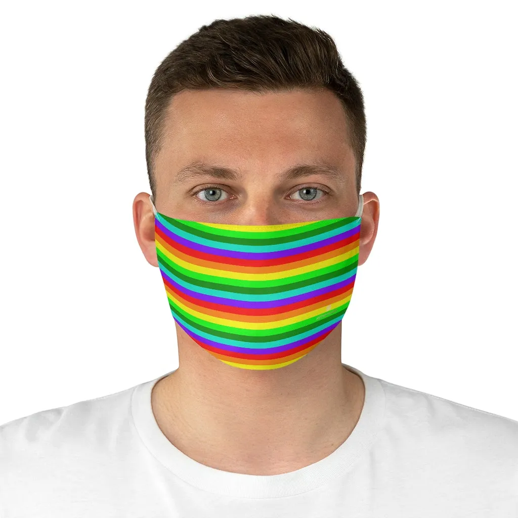 Rainbow Horizontal Striped Face Mask, Colorful Adult Modern Fabric Face Mask-Made in USA