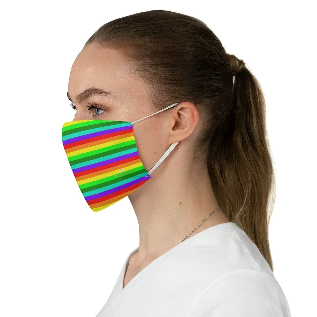 Rainbow Horizontal Striped Face Mask, Colorful Adult Modern Fabric Face Mask-Made in USA