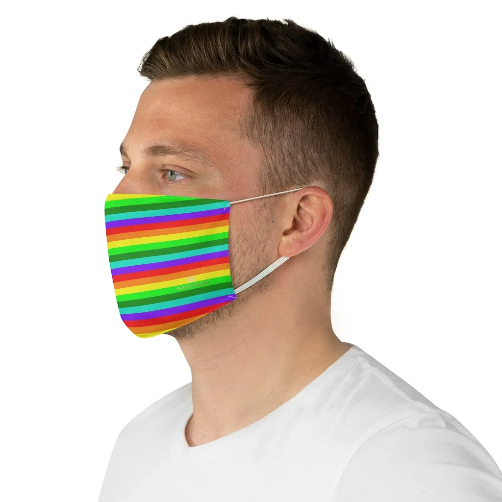 Rainbow Horizontal Striped Face Mask, Colorful Adult Modern Fabric Face Mask-Made in USA