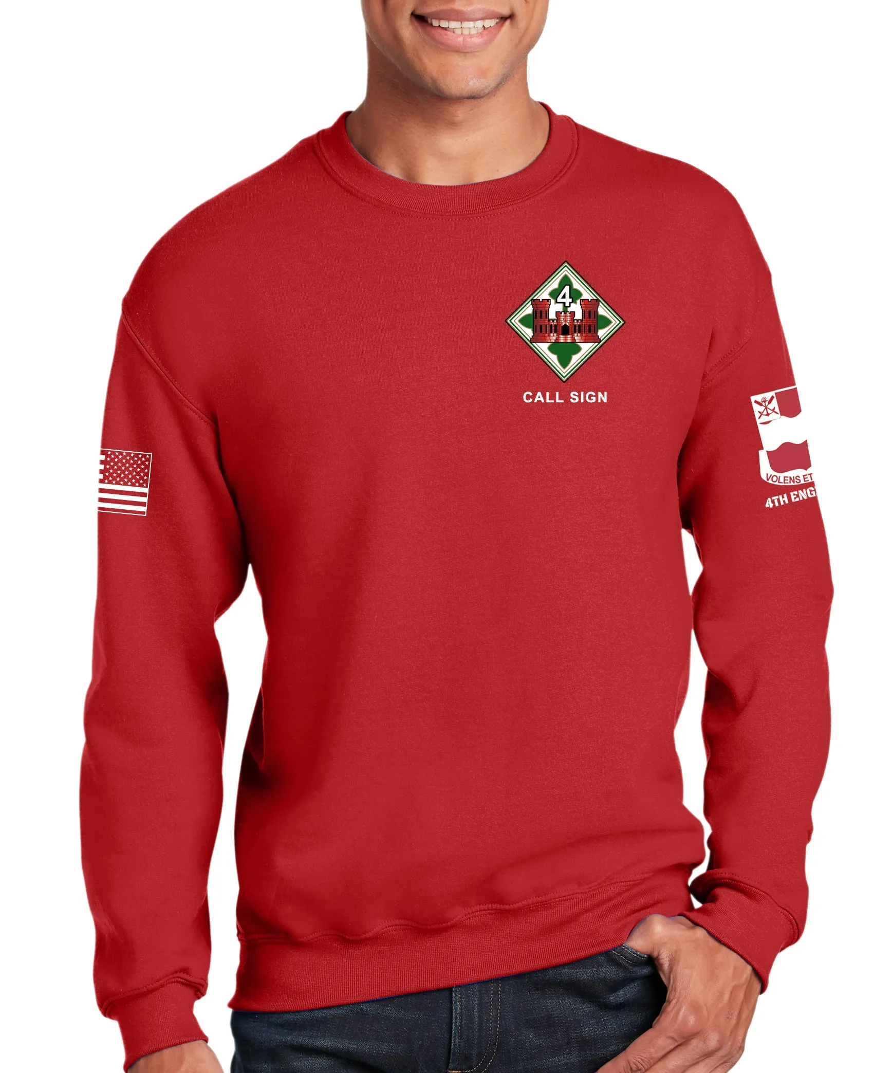 Red 50-50 Blend Crewneck Unisex Sweatshirt. This shirt IS approved for PT.