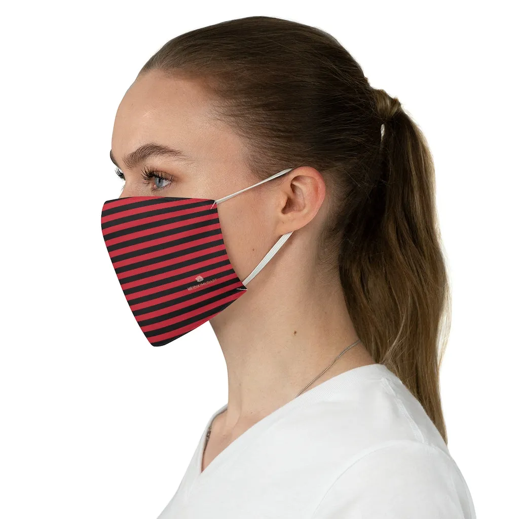 Red Black Horizontally Striped Face Mask, Designer Modern Fabric Face Mask-Made in USA