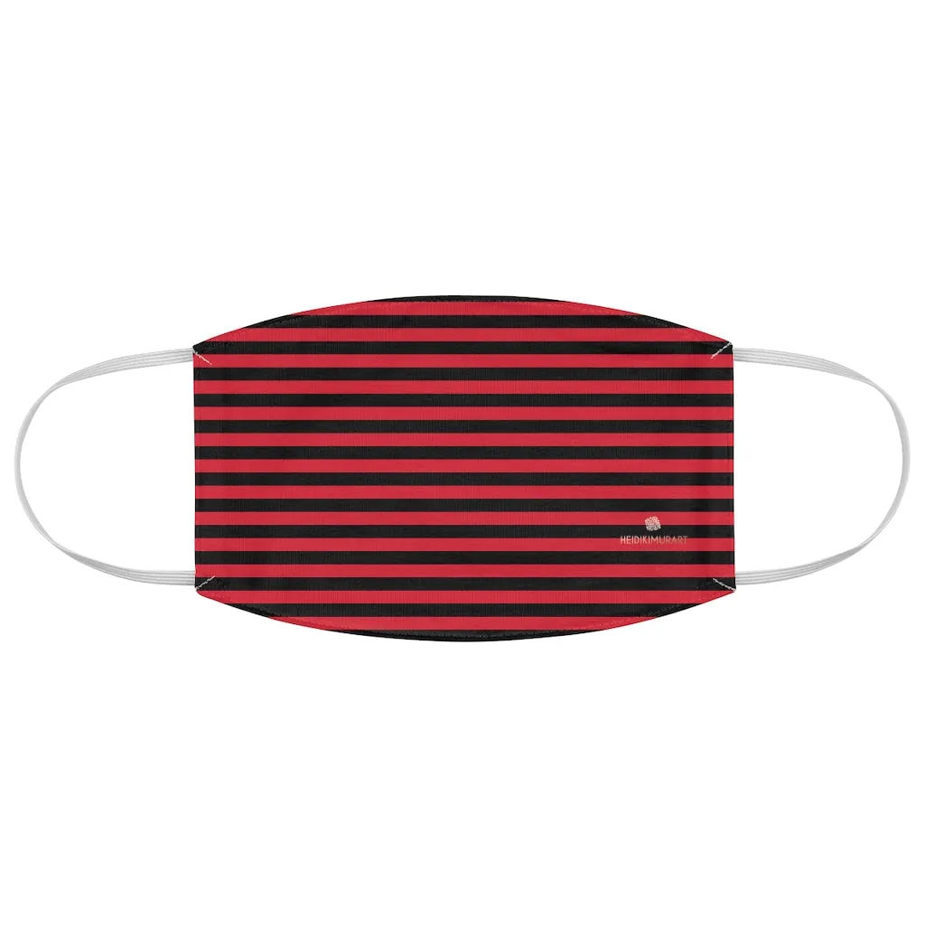 Red Black Horizontally Striped Face Mask, Designer Modern Fabric Face Mask-Made in USA