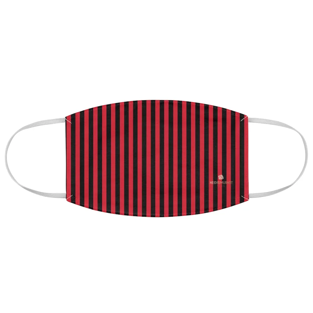 Red Black Striped Face Mask, Modern Best Designer Modern Fabric Face Mask-Made in USA