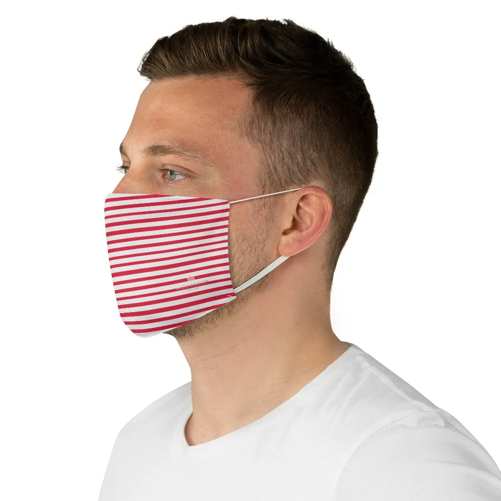 Red Horizontally Striped Face Mask, Adult Designer Modern Fabric Face Mask-Made in USA