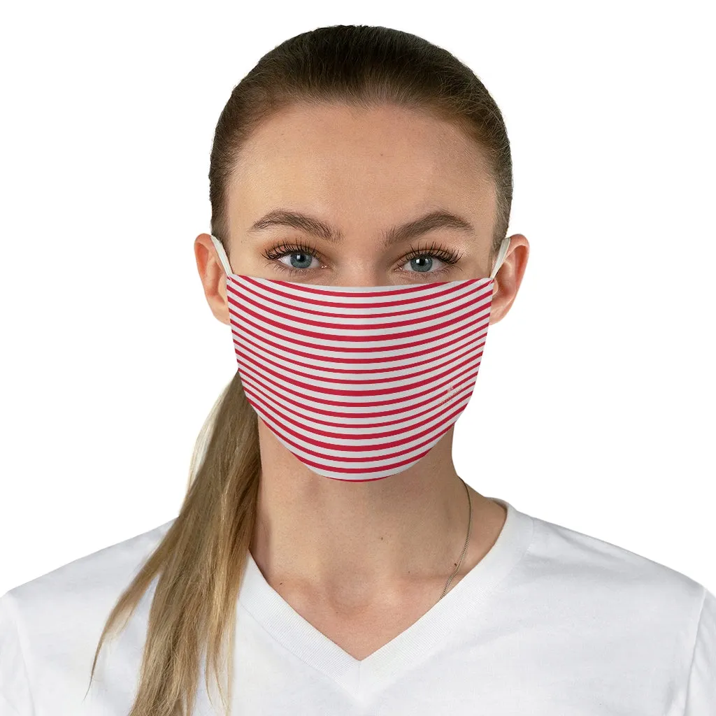 Red Horizontally Striped Face Mask, Adult Designer Modern Fabric Face Mask-Made in USA