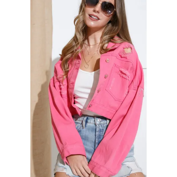 Rhinestone Fringe Denim Jacket
