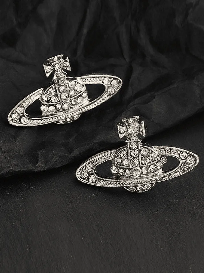 Rhinestone Planet Design Earring