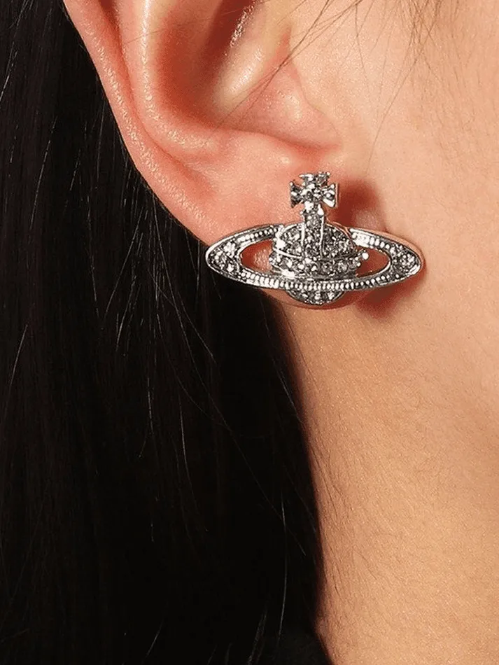 Rhinestone Planet Design Earring