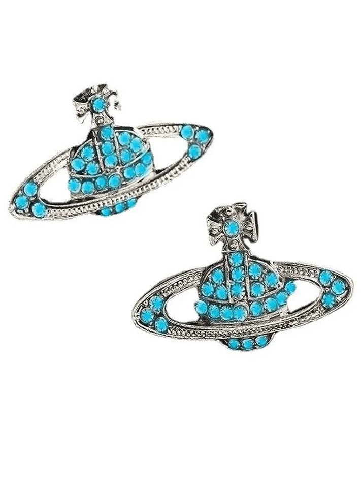 Rhinestone Planet Design Earring