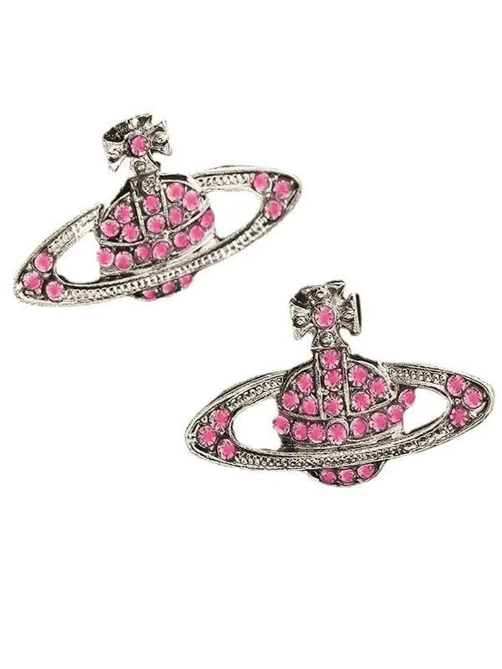 Rhinestone Planet Design Earring