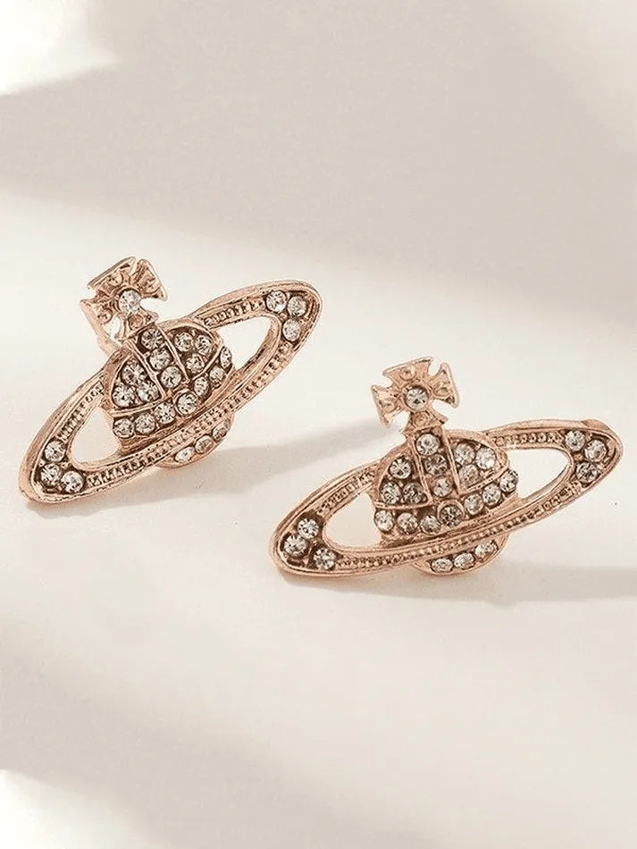 Rhinestone Planet Design Earring