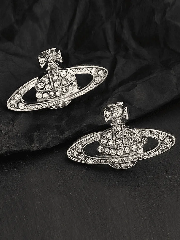 Rhinestone Planet Design Earring