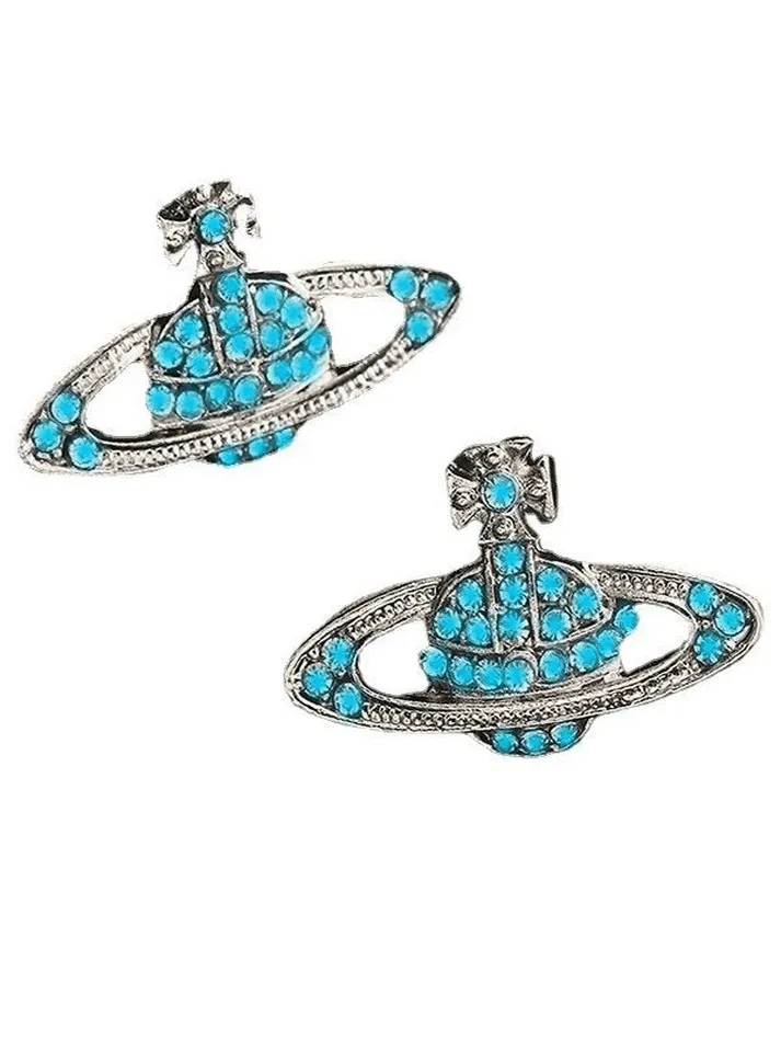 Rhinestone Planet Design Earring