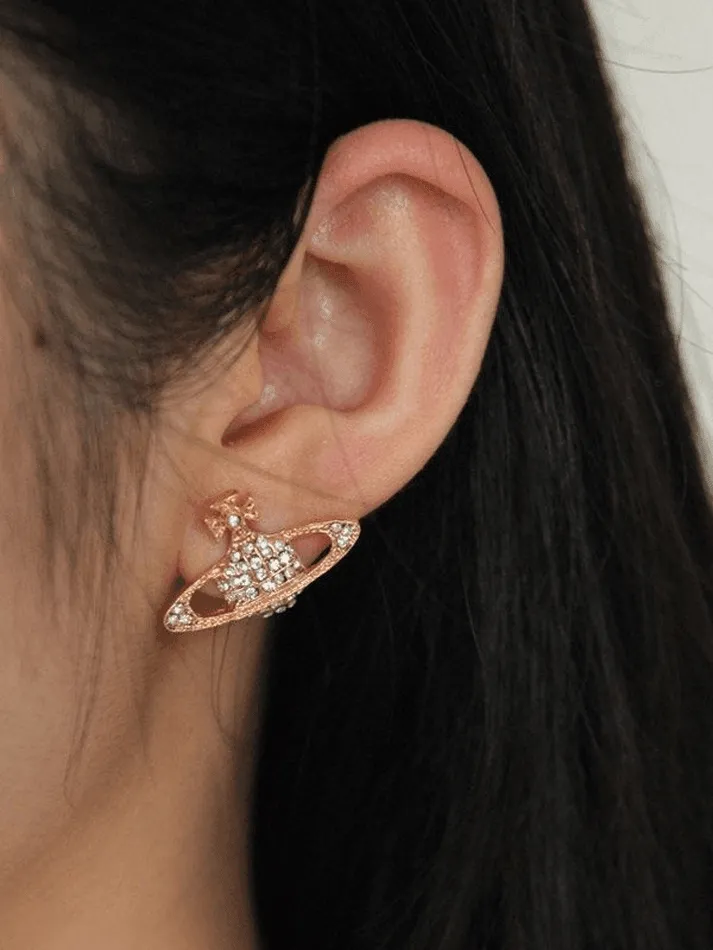 Rhinestone Planet Design Earring