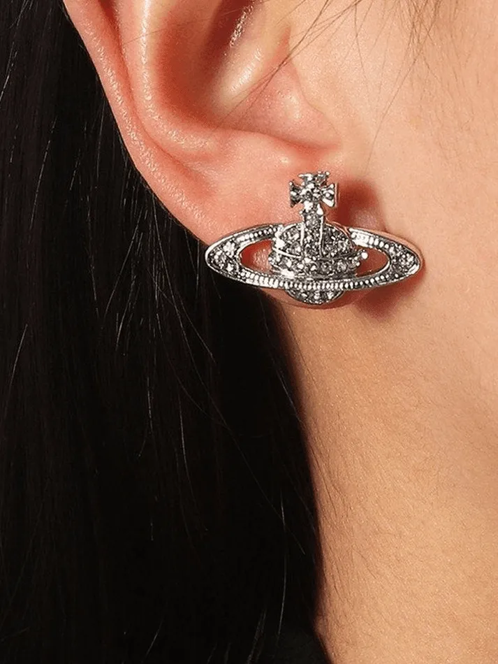 Rhinestone Planet Design Earring
