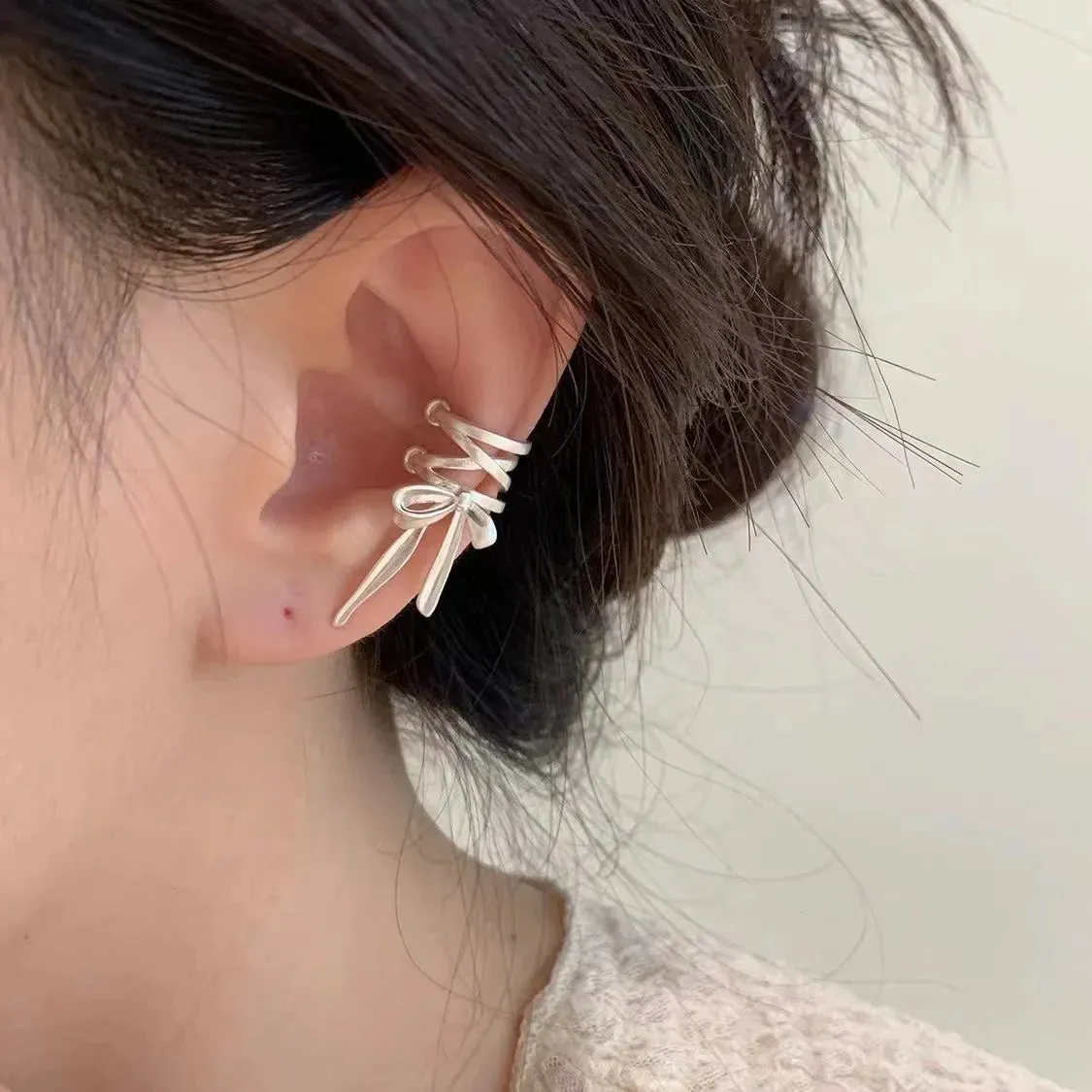 Ribbon Aesthetics Ear Clips - Ballet Style Bow-knot Earrings for Girls and Women