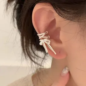 Ribbon Aesthetics Ear Clips - Ballet Style Bow-knot Earrings for Girls and Women
