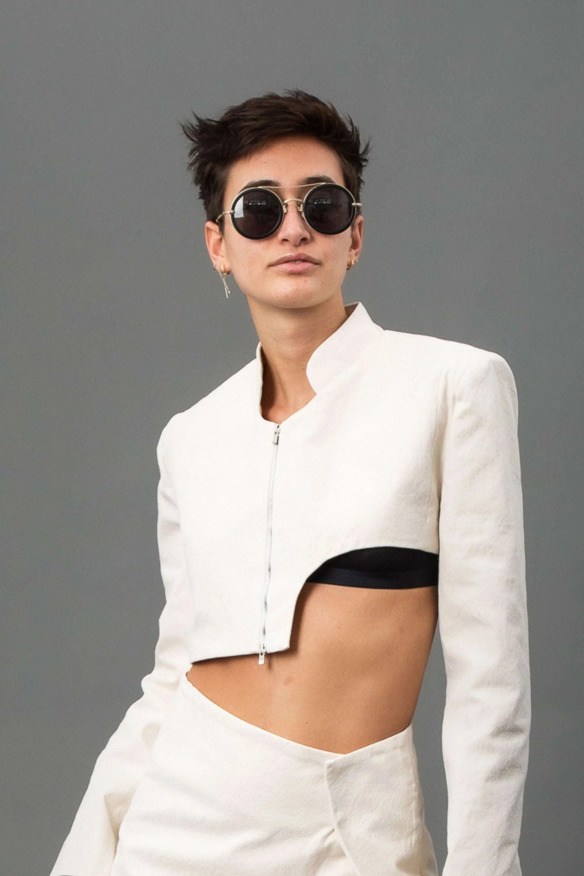 Rory v.2 Cropped Asymmetric Jacket In Natural Canvas